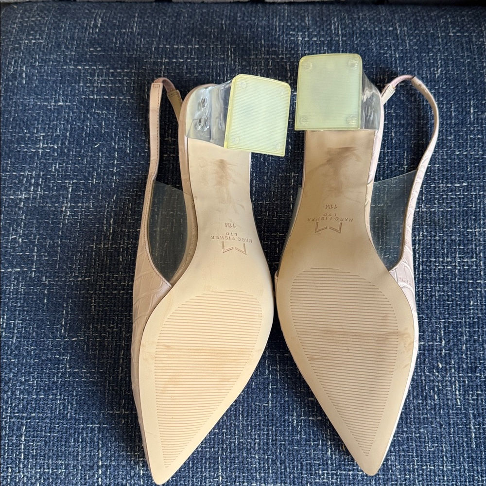 Marc Fisher Nude Croc-Embossed Slingback Heels - Picture 6 of 6